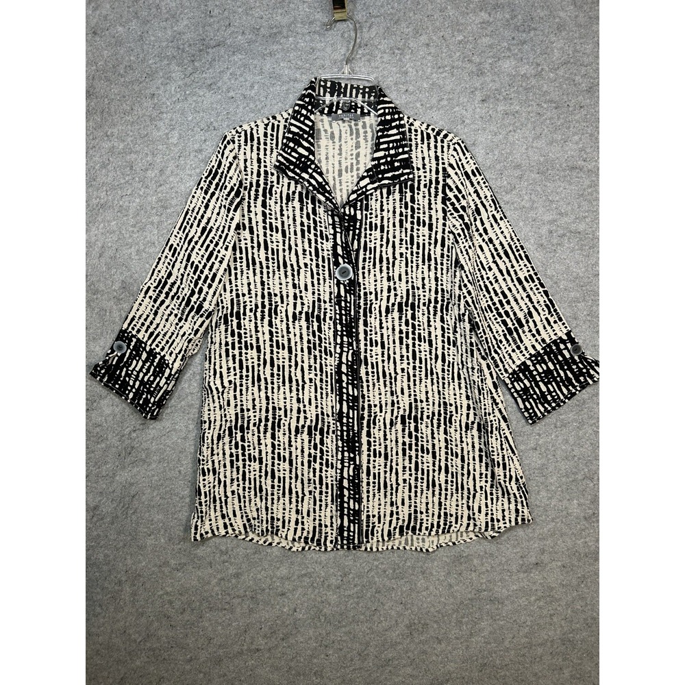 Habitat Clothes to Live in Top Small Abstract Tunic black & white Button - Picture 3 of 15